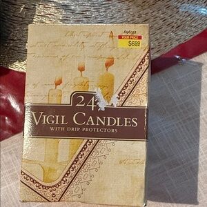 Hobby Lobby Cream Vigil Candles with Drip Protectors